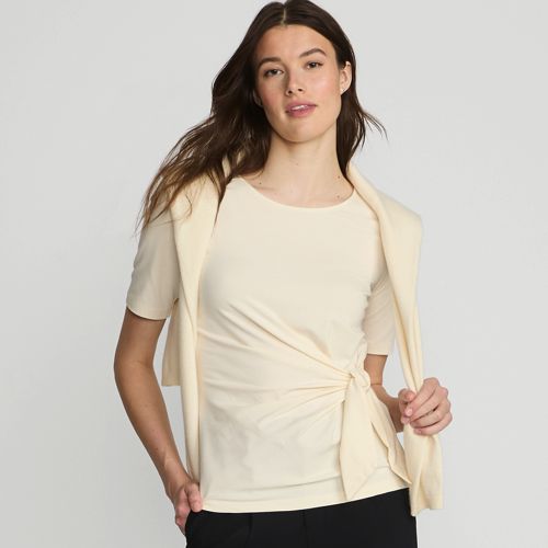  Lands' End Baumwolle/modal-shirt Mit Bindeschleife, Damen, Größe:44-46 Regular, Weiß, Baumwolle Modal, By Lands' End 