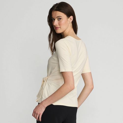  Lands' End Baumwolle/modal-shirt Mit Bindeschleife, Damen, Größe:44-46 Regular, Weiß, Baumwolle Modal, By Lands' End 