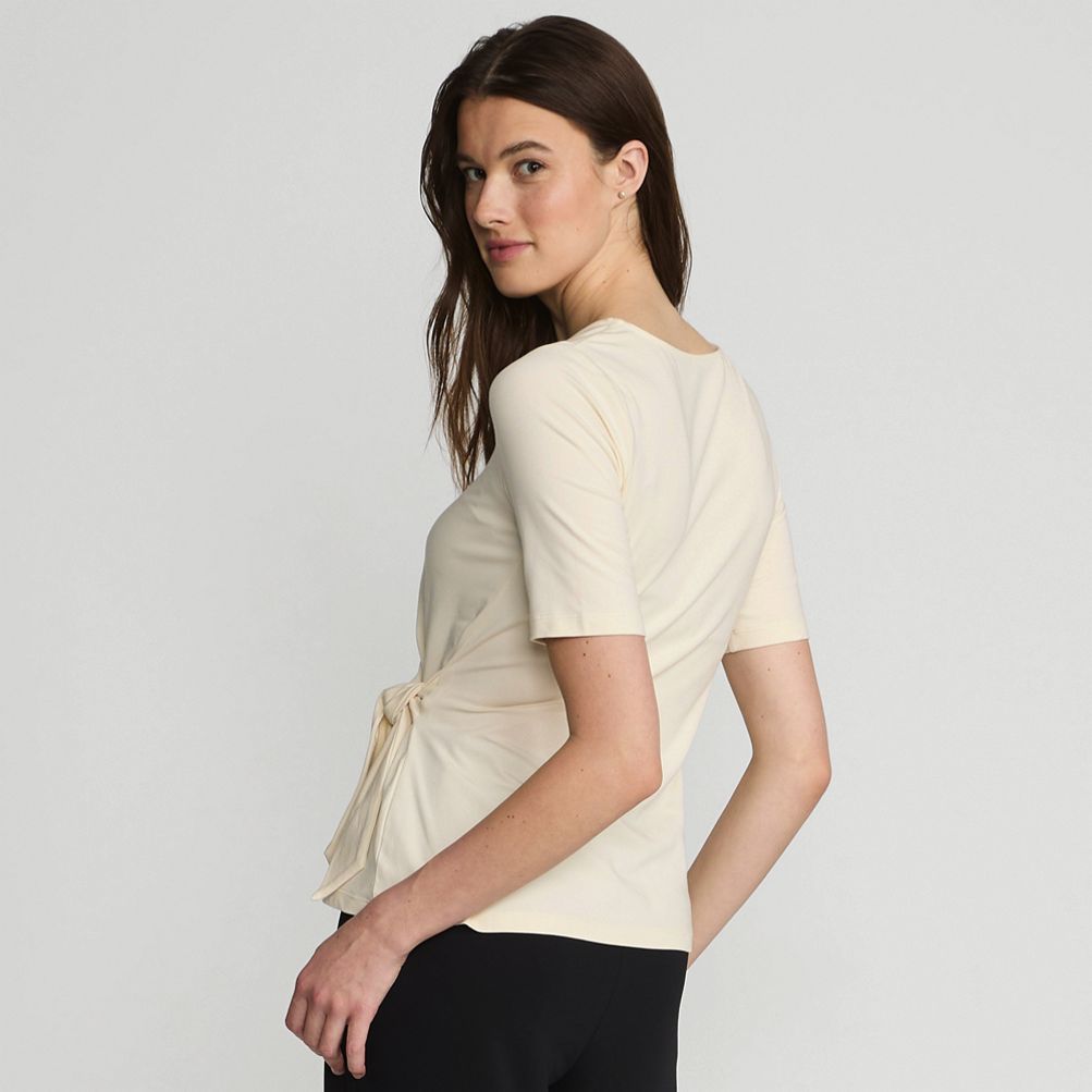 Women's Lightweight Jersey Tie Front Top | Lands' End