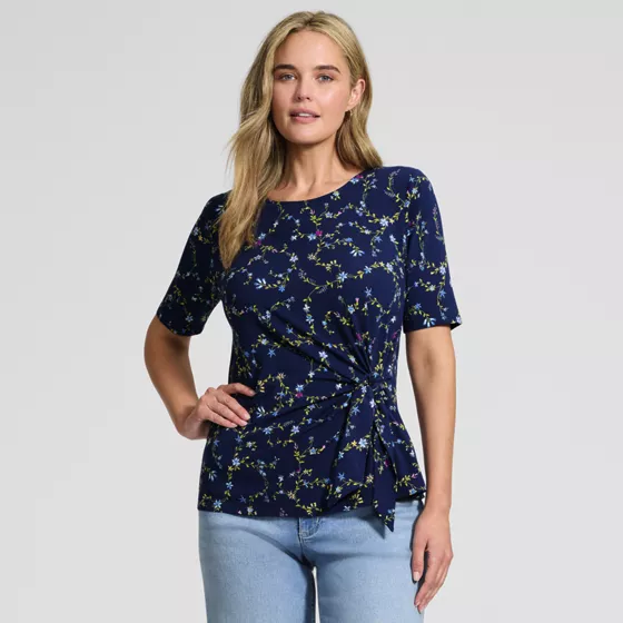 Women's Lightweight Jersey Tie Front Top - primary