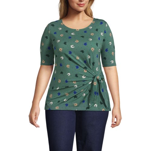 Women's Plus Size Lightweight Jersey Tie Front Top, Front