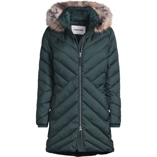 Insulated Fleece Lined Coat, Women, size: 1XL, plus, Green, Polyester/Nylon, by Lands' End
