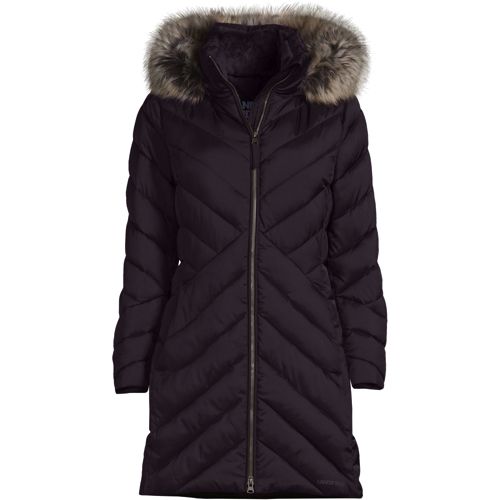 Lands end women's winter long down coat with hotsell faux fur hood