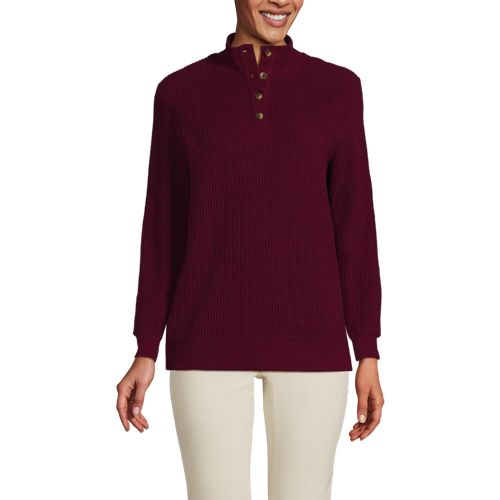 Women's Waffle Knit Button Placket Top - image 4