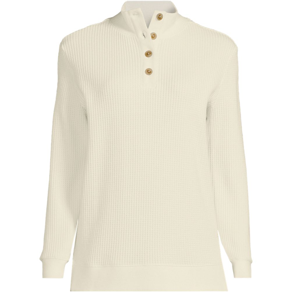 売れ筋商品|||ランズエンド カットソー トップス レディース Women's Plus Size Waffle Knit Button Placket Top Fresh ivory Women's Plus Size Waffle Knit Button Placket Top | Lands' End
