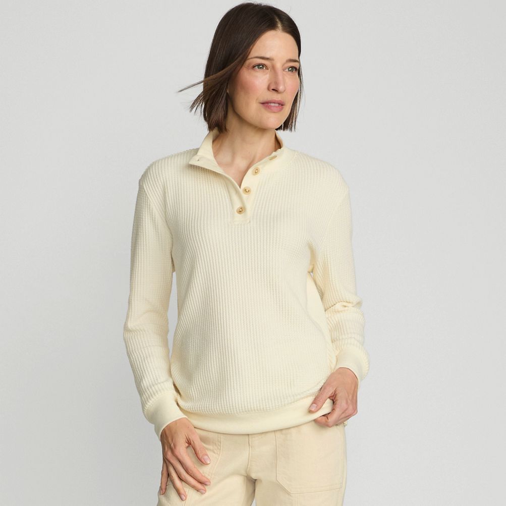 トップス Stone Waffle Knit L 16aw Cotton Linen Waffle Crew - Salt