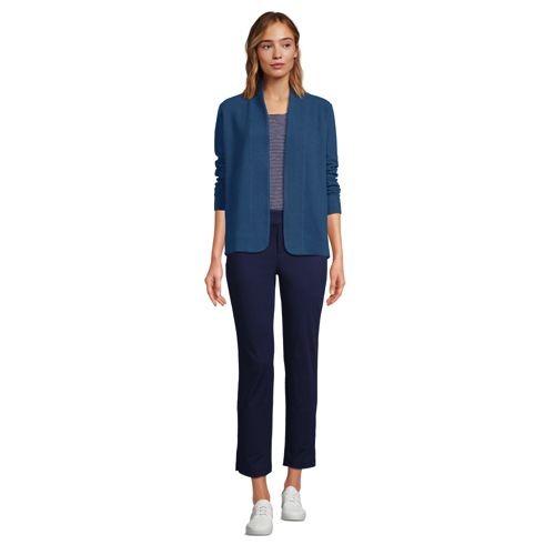 Women's Long Sleeve Textured Pique Cardigan, alternative image
