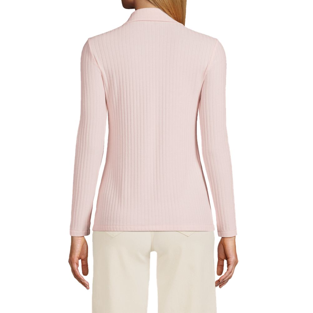 売れ筋商品|||ランズエンド カットソー トップス レディース Women's Long Sleeve Wide Rib Button Front Polo Shirt Aqua surf Women's Long Sleeve Wide Rib Button Front Polo | Lands' End