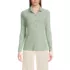 Women's Long Sleeve Wide Rib Button Front Polo, Front
