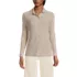 Women's Long Sleeve Wide Rib Button Front Polo, Front