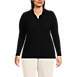 Women's Plus Size Long Sleeve Wide Rib Button Front Polo, Front