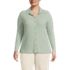 Women's Plus Size Long Sleeve Wide Rib Button Front Polo, Front