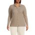 Women's Plus Size Long Sleeve Wide Rib Button Front Polo, Front