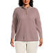 Women's Plus Size Long Sleeve Waffle Knit Button Placket Top, Front