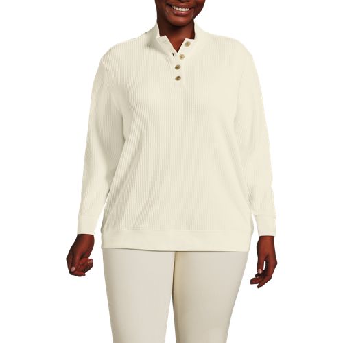 Women's Waffle Knit Button Placket Top - image 2