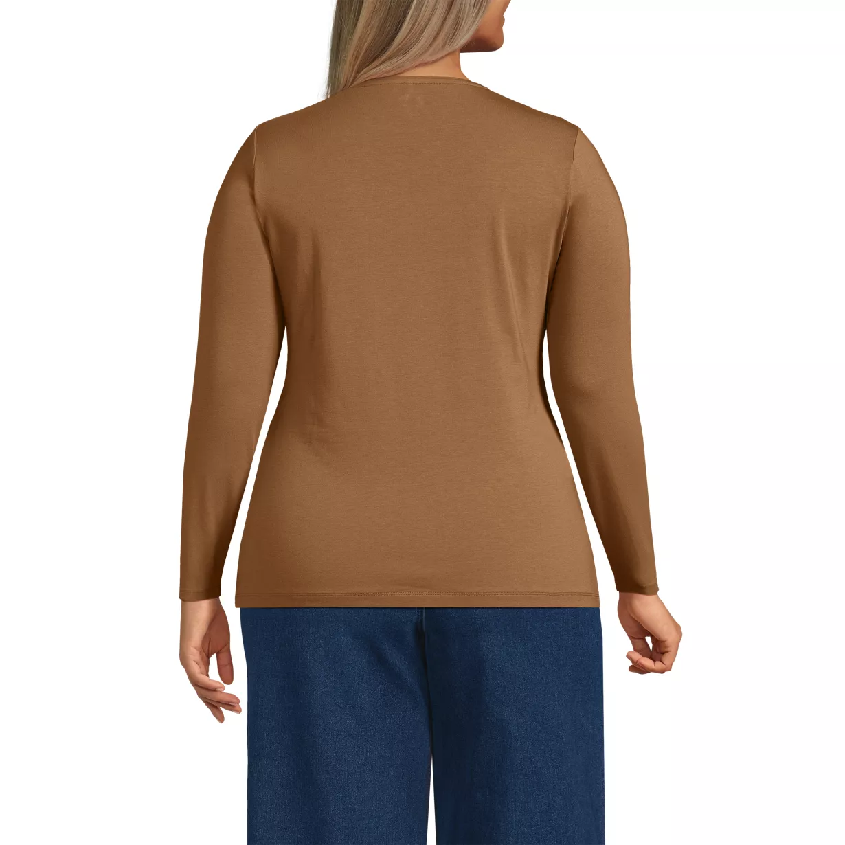 Women's Lightweight Jersey Skimming Long Sleeve Crew Neck T-shirt