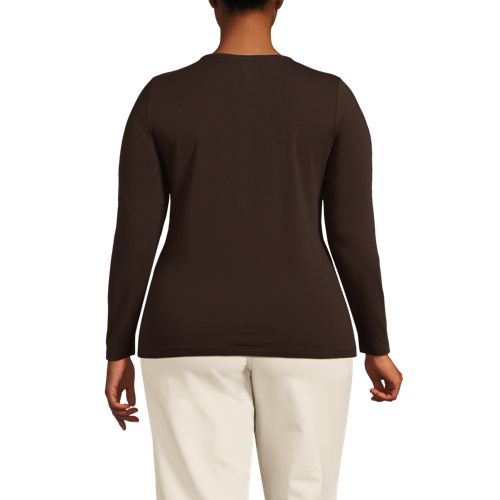  Lands' End Shirt Aus Baumwolle/modal-mix Mit Rundausschnitt, Damen, Größe:48-50 Plus, Braun, Elasthan/baumwolle Modal, By Lands' End 