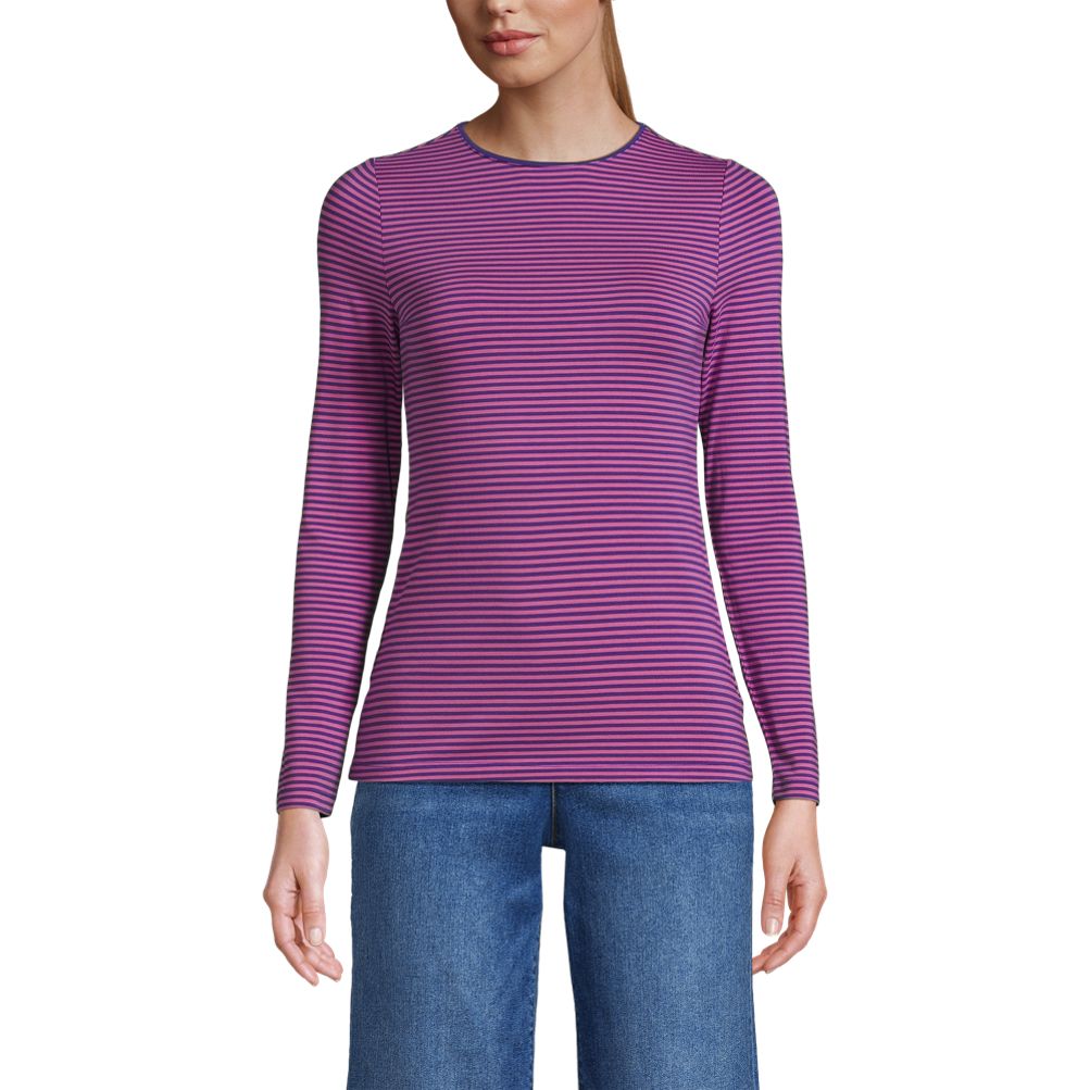 Women's Lightweight Jersey Skimming Long Sleeve Crew Neck T