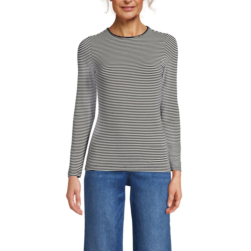 Women's Lightweight Jersey Skimming Long Sleeve Crew Neck T