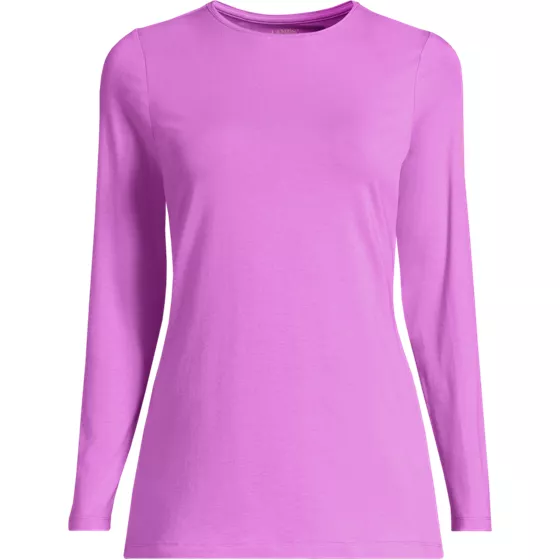 Women's Lightweight Jersey Skimming Long Sleeve Crew Neck T-shirt - primary