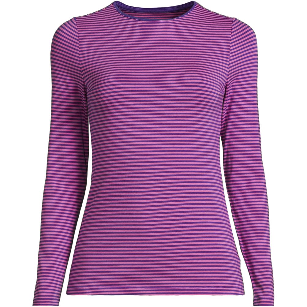 売れ筋商品|||ランズエンド カットソー トップス レディース Women's Lightweight Jersey Skimming Long Sleeve Crew Neck T-shirt Navy/white micro stripe Women's Lightweight Jersey Skimming Long Sleeve Crew Neck T