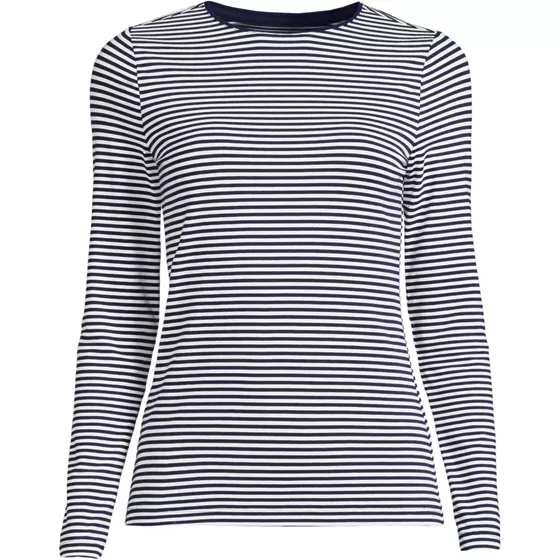 Women's Plus Size Lightweight Jersey Skimming Long Sleeve Crew Neck T-shirt - primary