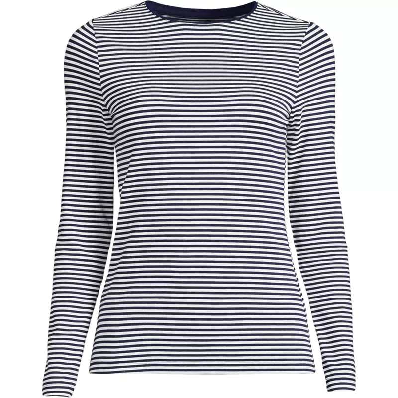 Women's Plus Size Lightweight Jersey Skimming Long Sleeve Crew Neck T-shirt, Front
