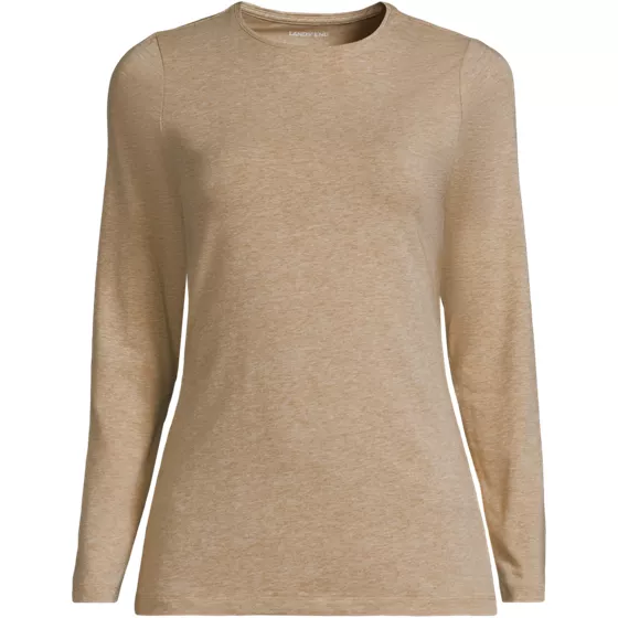 Women's Lightweight Jersey Skimming Long Sleeve Crew Neck T-shirt - primary