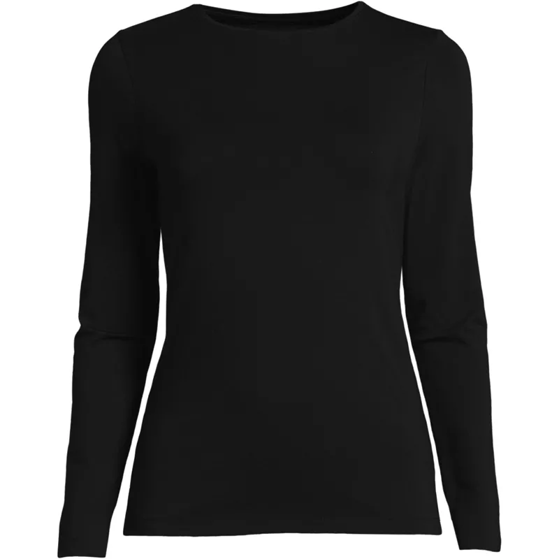 Women's Lightweight Jersey Skimming Long Sleeve Crew Neck T-shirt, Front
