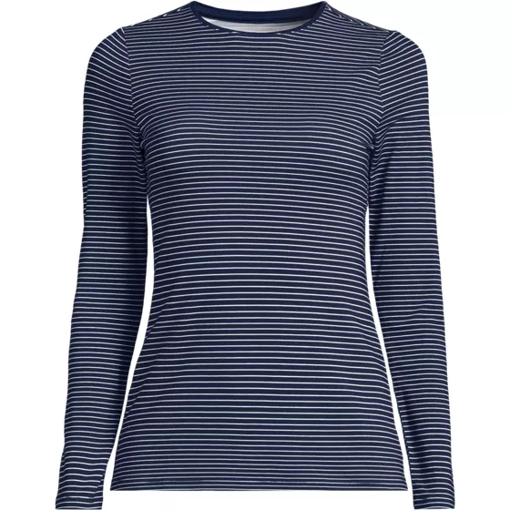 Women's Lightweight Jersey Skimming Long Sleeve Crew Neck T-shirt - primary