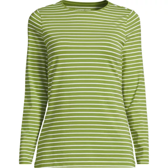 Women's Lightweight Jersey Skimming Long Sleeve Crew Neck T-shirt - primary