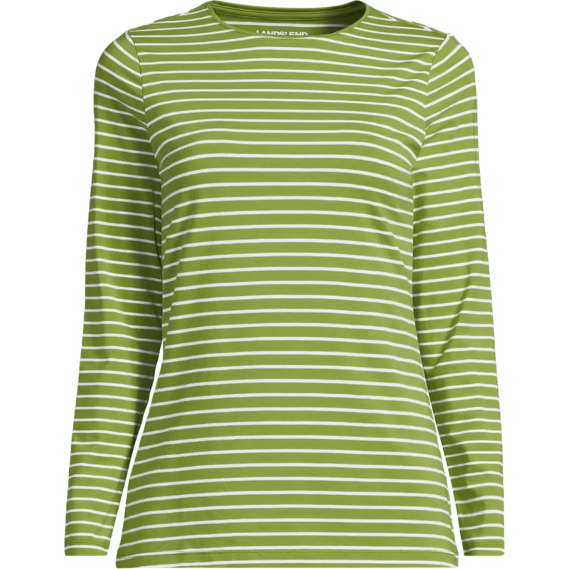 Women's Plus Size Lightweight Jersey Skimming Long Sleeve Crew Neck T-shirt, Front