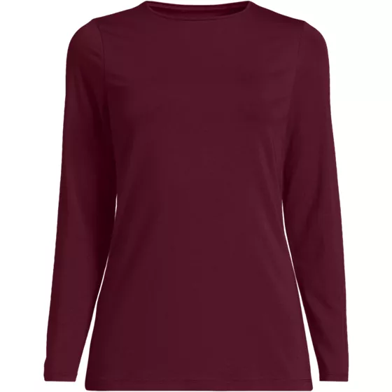 Women's Lightweight Jersey Skimming Long Sleeve Crew Neck T-shirt - primary