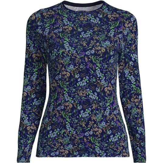 Women's Lightweight Jersey Skimming Long Sleeve Crew Neck T
