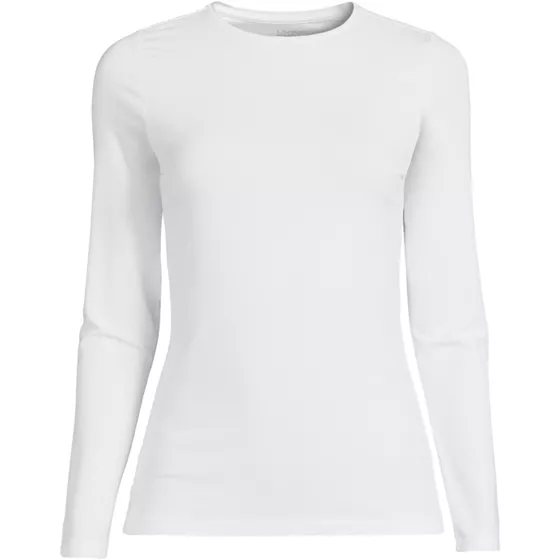 Women's Lightweight Jersey Skimming Long Sleeve Crew Neck T-shirt - primary