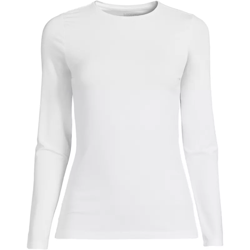Women's Lightweight Jersey Skimming Long Sleeve Crew Neck T-shirt, Front