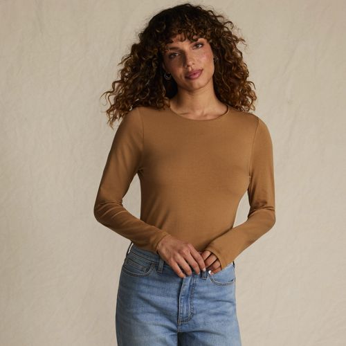 売れ筋商品|||ランズエンド Tシャツ トップス レディース Women's Lightweight Jersey Skimming Long Sleeve Scoop Neck T-shirt Sweet mango tiny stripe Women's Lightweight Jersey Skimming Long Sleeve Scoop Neck T