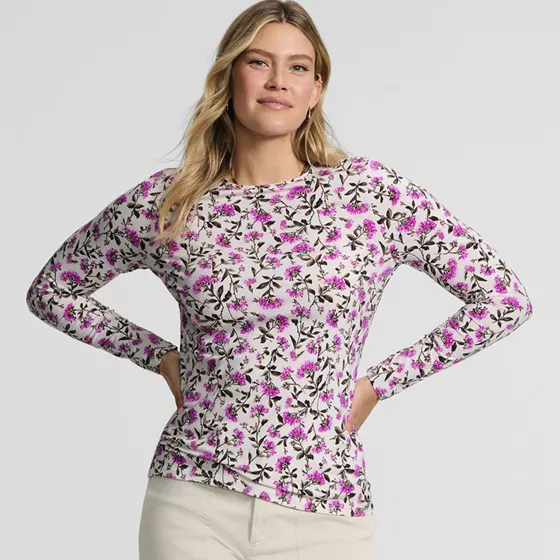 Women's Lightweight Jersey Skimming Long Sleeve Crew Neck T-shirt - primary