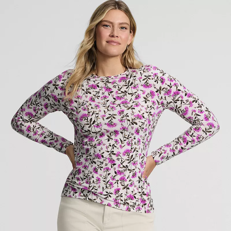 Women's Lightweight Jersey Skimming Long Sleeve Crew Neck T-shirt, alternative image