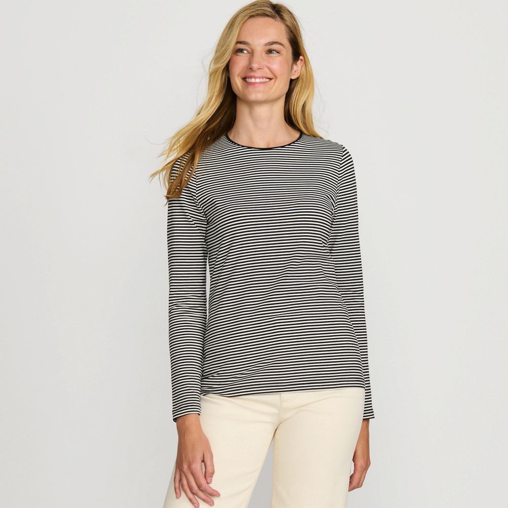 Women's Lightweight Jersey Skimming Long Sleeve Crew Neck T