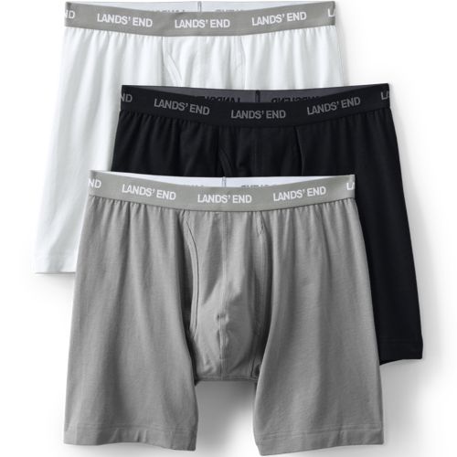 Jersey Trunks, 3-pack, Men, size: S, regular, Black, Cotton/Spandex/Cotton Modal, by Lands' End