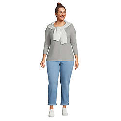 Women's Plus Size 3/4 Sleeve Lightweight Jersey Henley Top, alternative image