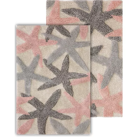 Chesapeake Ariel Star Pattern Cotton Anti Skid 2 Piece Bath Rug Set - primary