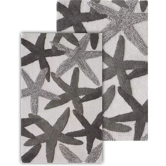 Chesapeake Ariel Star Pattern Cotton Anti Skid 2 Piece Bath Rug Set - primary