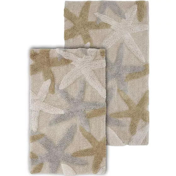Chesapeake Ariel Star Pattern Cotton Anti Skid 2 Piece Bath Rug Set - primary