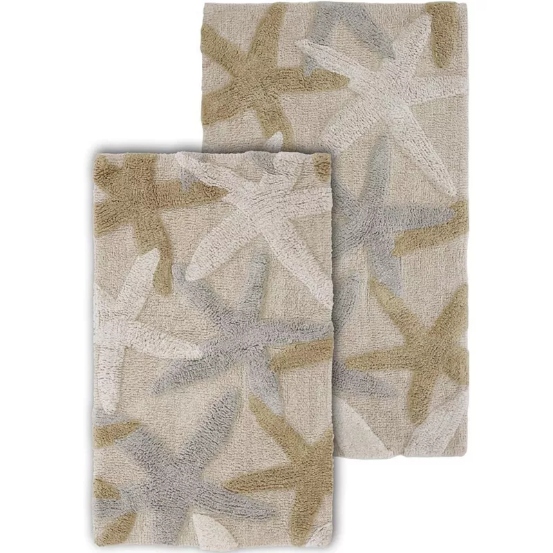 Chesapeake Ariel Star Pattern Cotton Anti Skid 2 Piece Bath Rug Set, alternative image