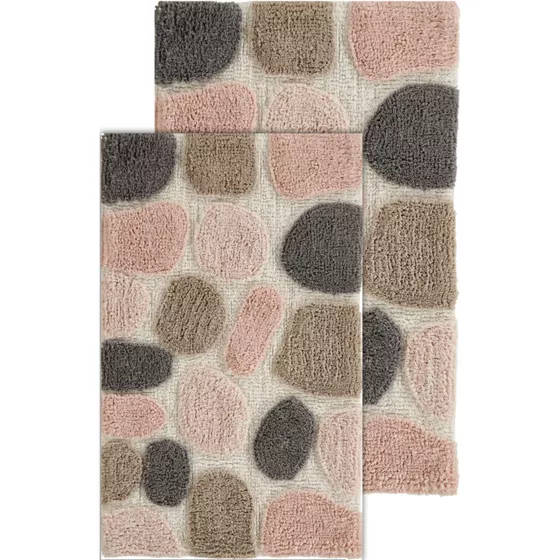 Chesapeake Pebbles Cotton Non-Skid Bath Rug - Set of 2 - primary