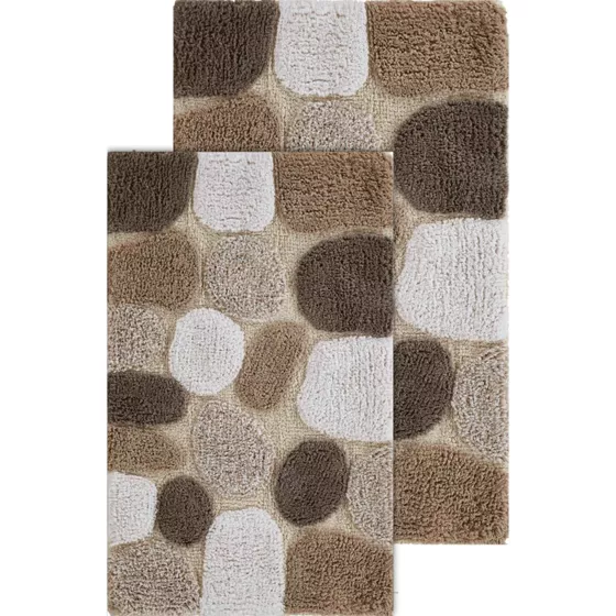 Chesapeake Pebbles Cotton Non-Skid Bath Rug - Set of 2 - primary