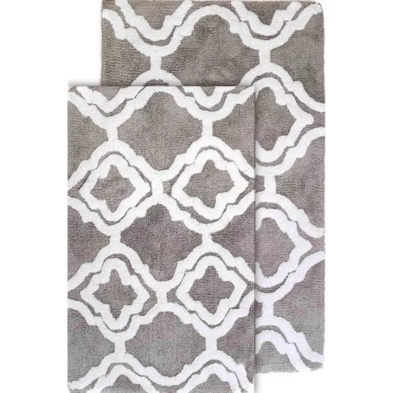 Chesapeake Double Quatrefoil Cotton Anti Skid 2 Piece Bath Rug Set - primary