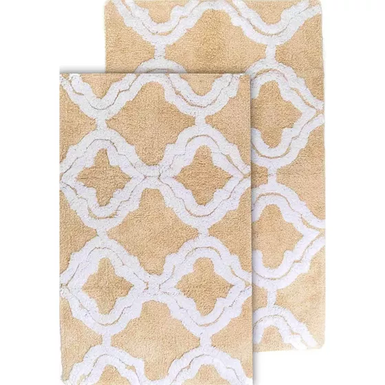Chesapeake Double Quatrefoil Cotton Anti Skid 2 Piece Bath Rug Set - primary
